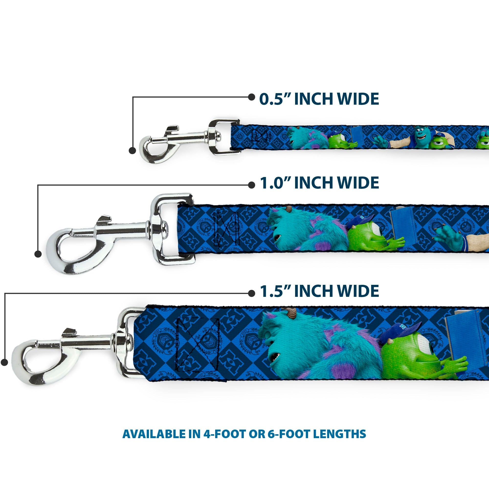 Dog Leash - Monsters University Sulley & Mike Poses/Checkers Blue