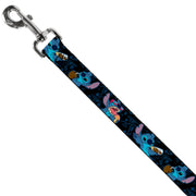 Dog Leash - Stitch Snacking Poses Black/Blue