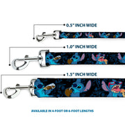 Dog Leash - Stitch Snacking Poses Black/Blue