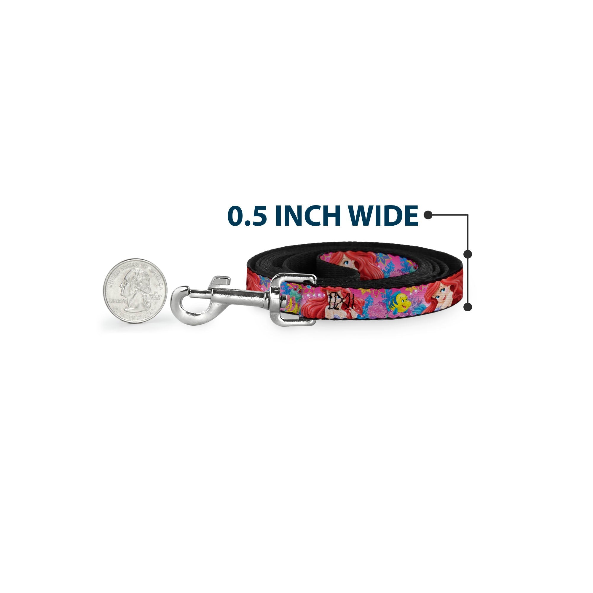 Dog Leash - Ariel/Flounder/Fish Trio Poses Pinks