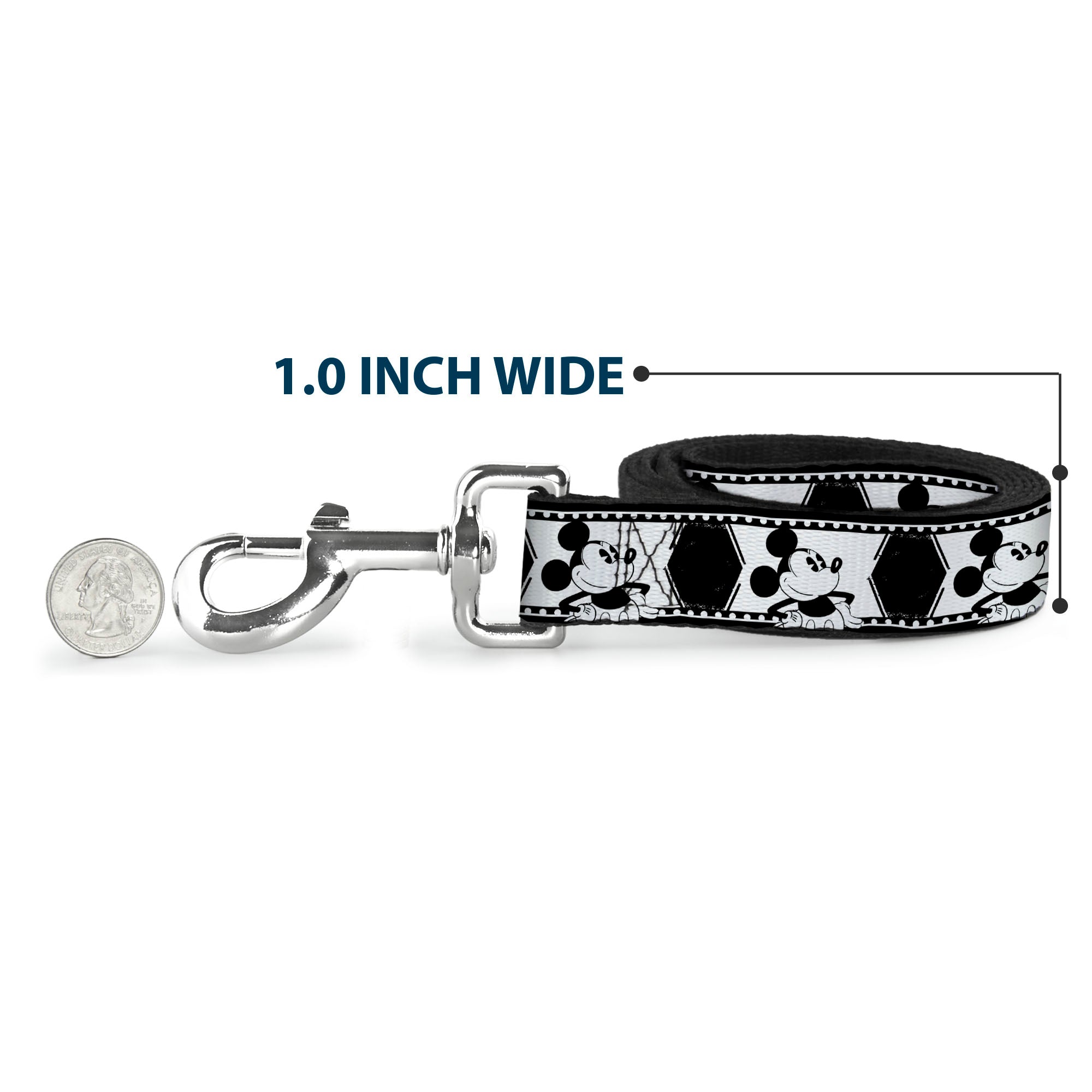 Dog Leash - Mickey Standing Pose Film Strip White/Black
