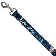 Dog Leash - Elsa the Snow Queen Poses/Snowflakes LET IT GO Blues/White