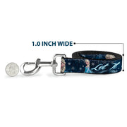 Dog Leash - Elsa the Snow Queen Poses/Snowflakes LET IT GO Blues/White