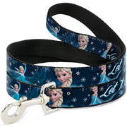 Dog Leash - Elsa the Snow Queen Poses/Snowflakes LET IT GO Blues/White