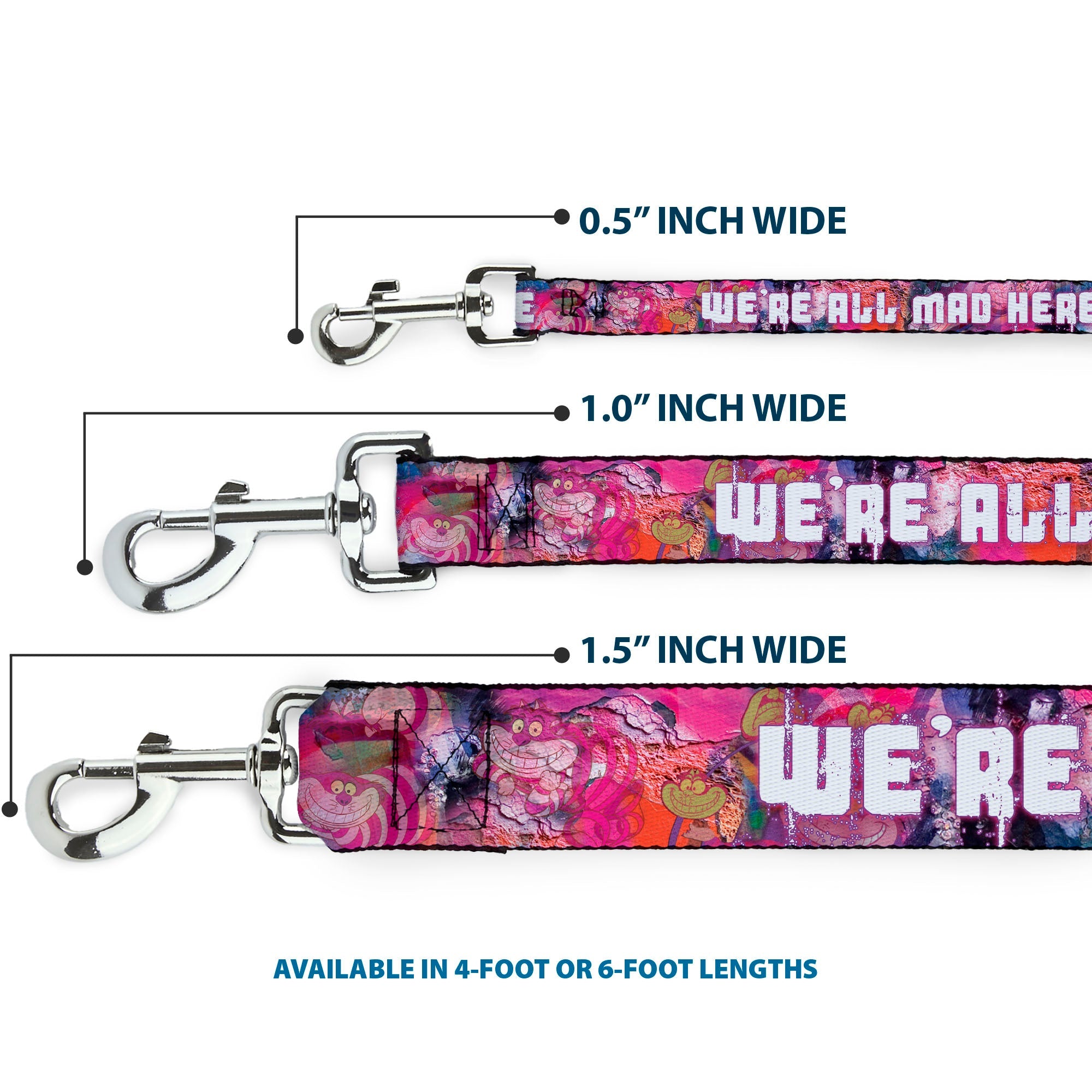 Dog Leash - Transparent Cheshire Cat Poses WE'RE ALL MAD HERE