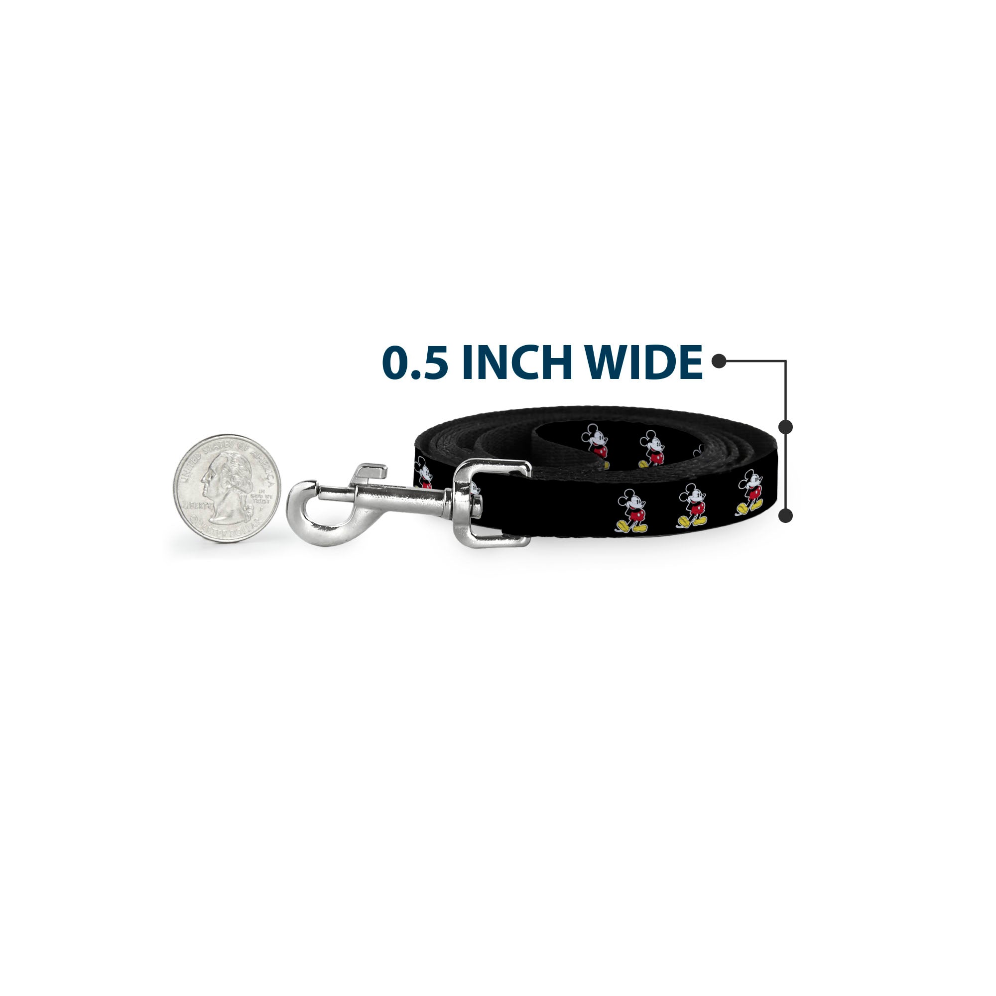 Dog Leash - Classic Mickey Mouse Pose Black