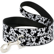 Dog Leash - Mickey Mouse Expressions Stacked White/Black