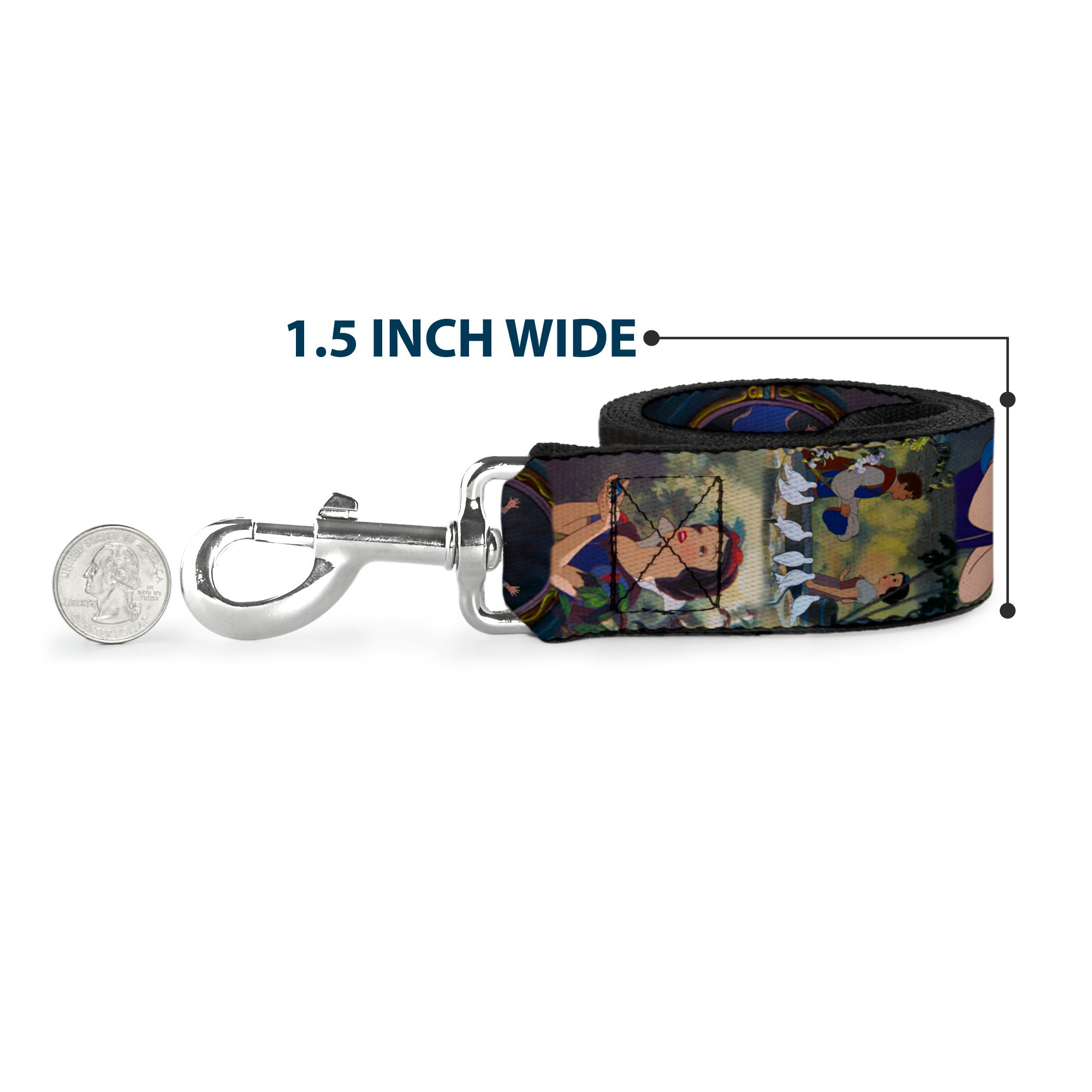 Dog Leash - Electric Stitch Poses Black/Neon Blue