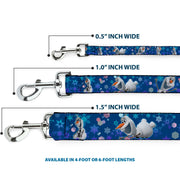 Dog Leash - Frozen Olaf Poses/Snowflakes Blues