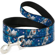 Dog Leash - Frozen Olaf Poses/Snowflakes Blues