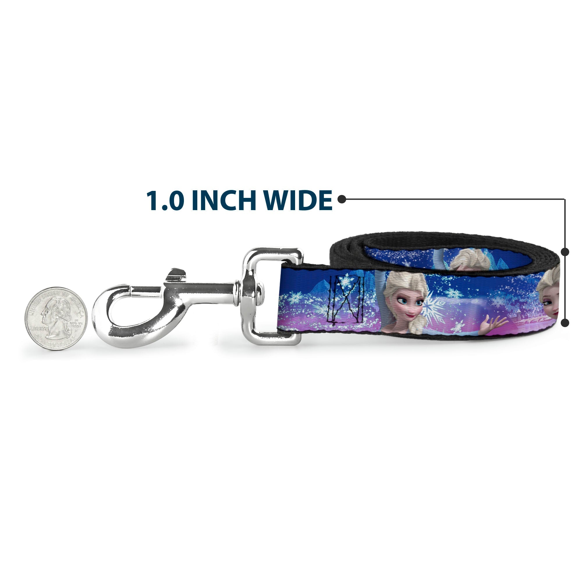 Dog Leash - Elsa the Snow Queen Poses/Castle & Snowy Mountains Blue-Pink Fade