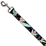 Dog Leash - Glowing Tinker Bell Poses/Butterflies & Flowers Black/Multi Neon