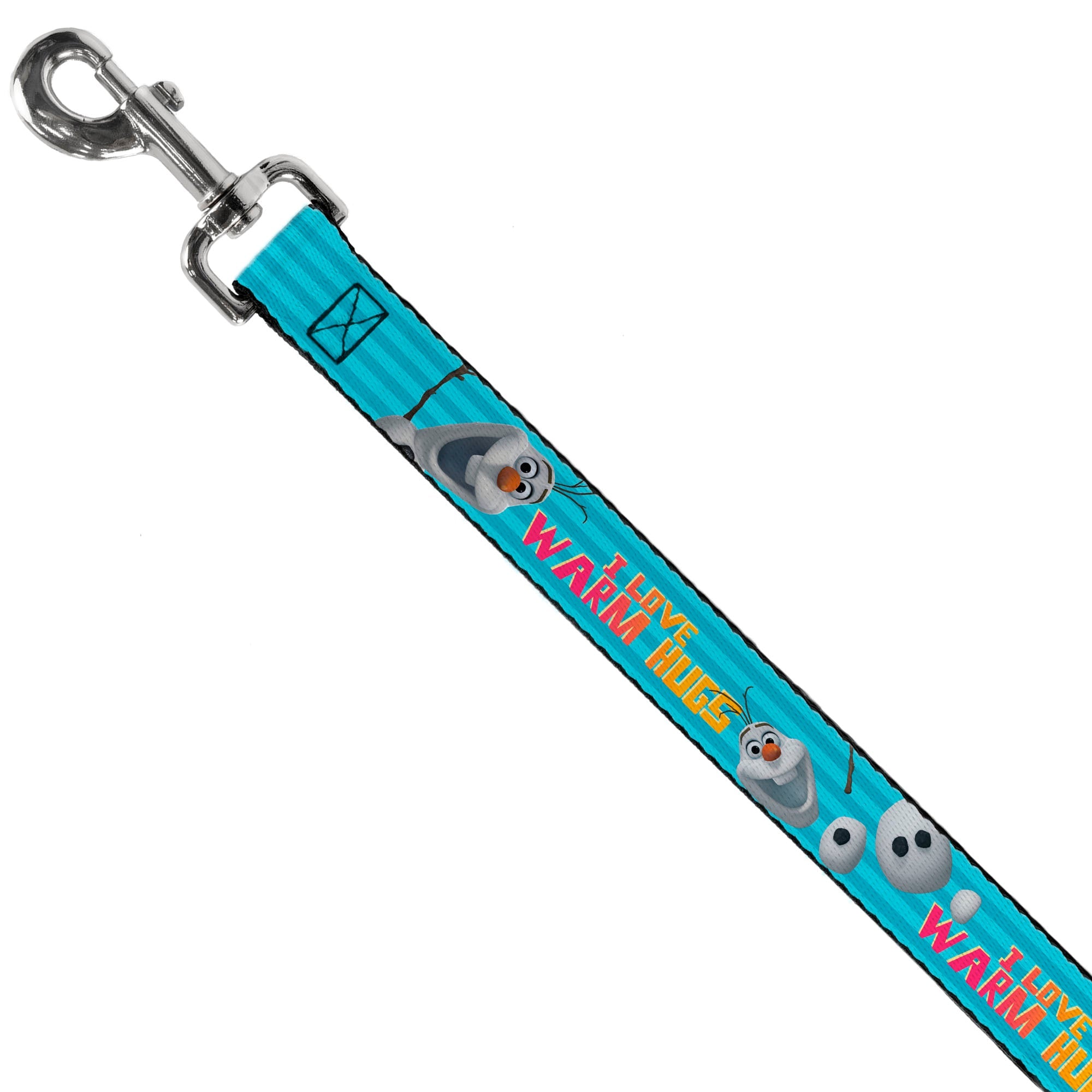 Dog Leash - Olaf Pose I LOVE WARM HUGS Stripe Blues