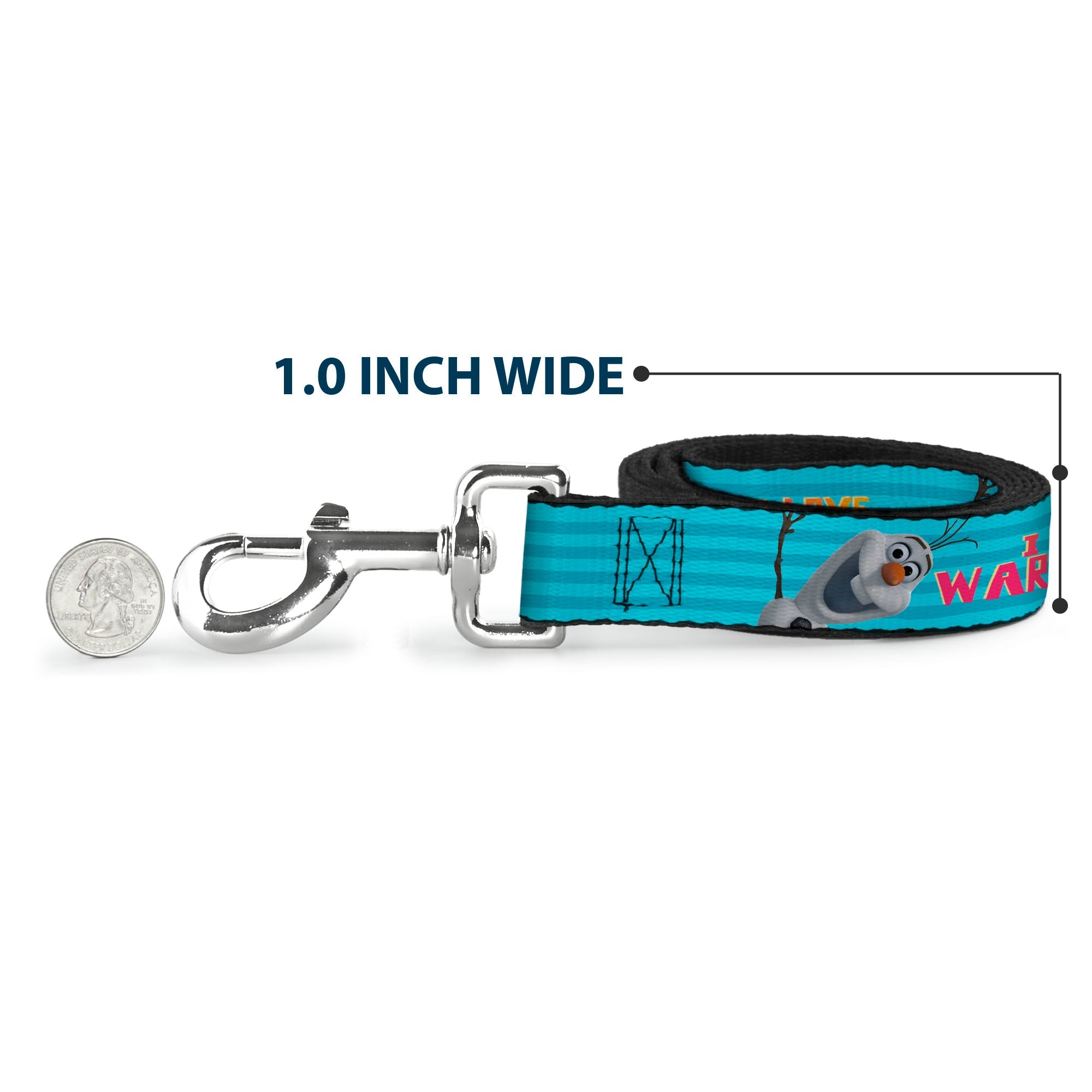 Dog Leash - Olaf Pose I LOVE WARM HUGS Stripe Blues