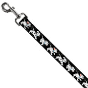 Dog Leash - Dalmatians Running/Paws Black/Gray/White/Black