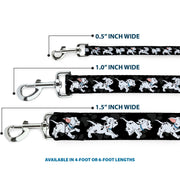 Dog Leash - Dalmatians Running/Paws Black/Gray/White/Black