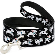 Dog Leash - Dalmatians Running/Paws Black/Gray/White/Black