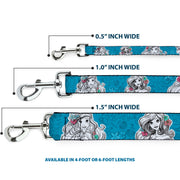 Dog Leash - Ariel Poses/Shells Sketch Blue/White