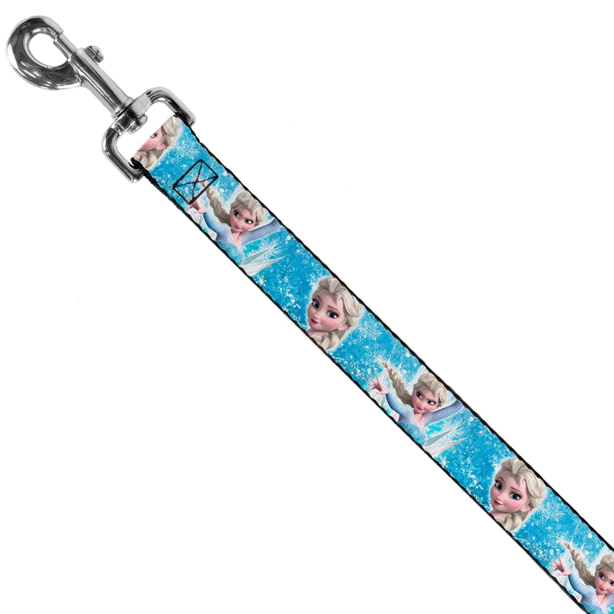 Dog Leash - Frozen Elsa Face/Action Pose/Snowflakes Blues/White