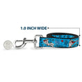 Load image into Gallery viewer, Dog Leash - Olaf Heart Raindrop Sketch Blues/Black
