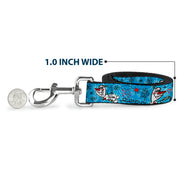 Dog Leash - Olaf Heart Raindrop Sketch Blues/Black