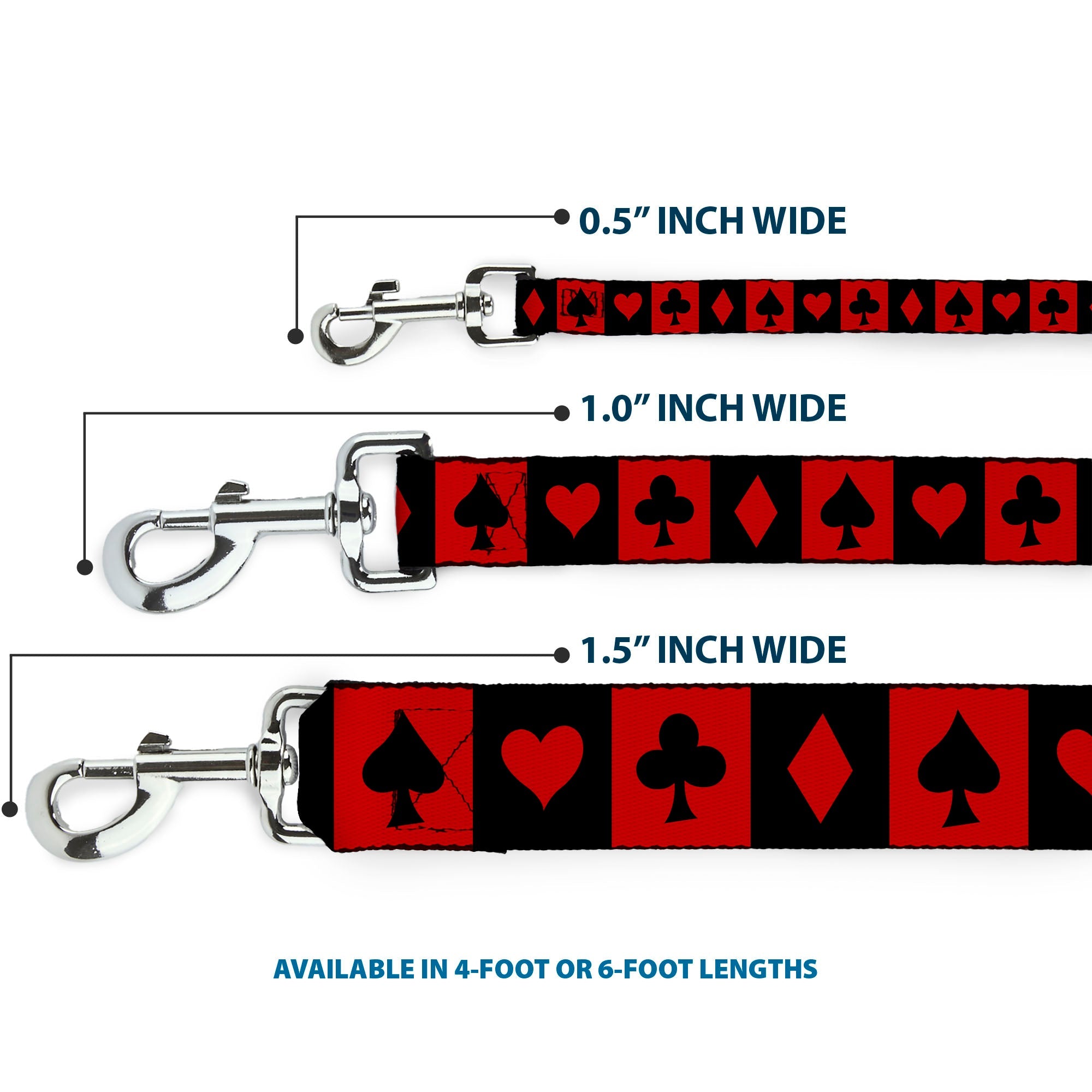 Dog Leash - Alice in Wonderland Card Suits Red/Black