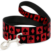 Dog Leash - Alice in Wonderland Card Suits Red/Black