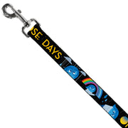 Dog Leash - Joy Poses/Rain ONE OF THOSE DAYS Black/Gray/Blues/Yellow