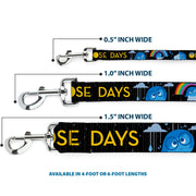 Dog Leash - Joy Poses/Rain ONE OF THOSE DAYS Black/Gray/Blues/Yellow