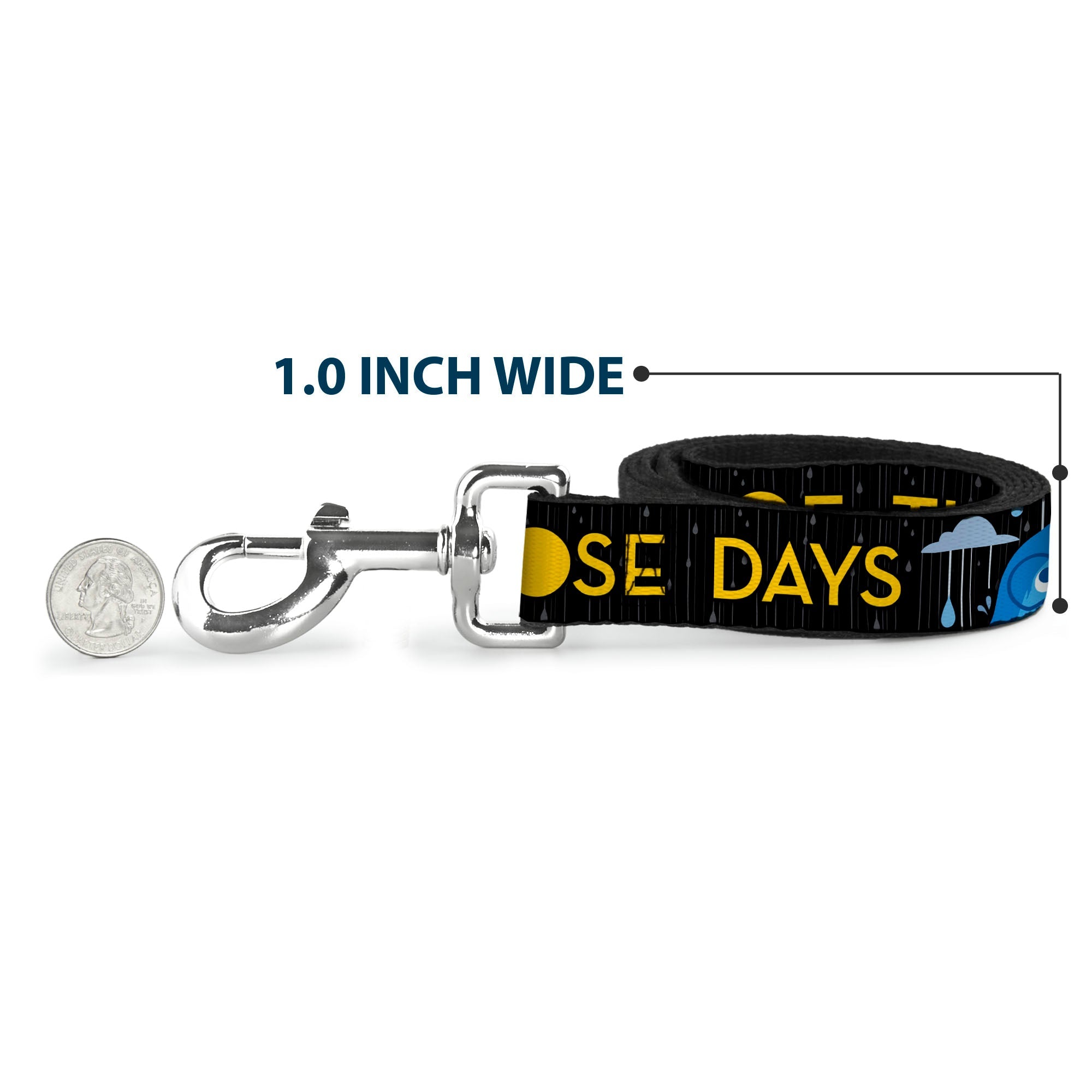 Dog Leash - Joy Poses/Rain ONE OF THOSE DAYS Black/Gray/Blues/Yellow