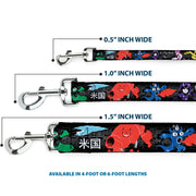 Dog Leash - Big Hero 6 Group Action Pose/Name Blocks Black/Gray/Multi Color