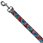 Dog Leash - Stitch 6-Expressions Tropical Flora Burgundy Reds/Greens