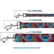 Dog Leash - Stitch 6-Expressions Tropical Flora Burgundy Reds/Greens