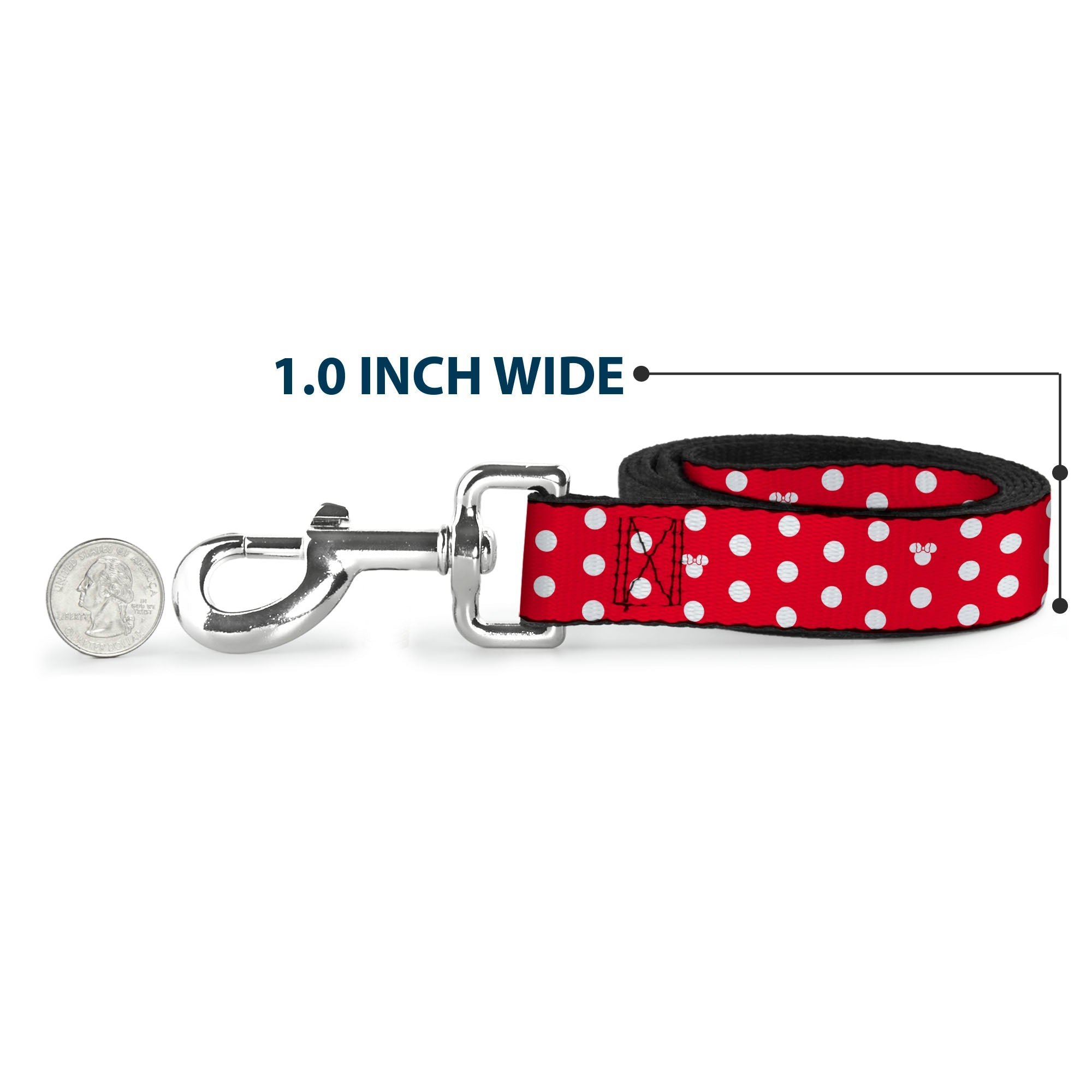 Dog Leash - Minnie Mouse Polka Dot/Mini Silhouette Red/White