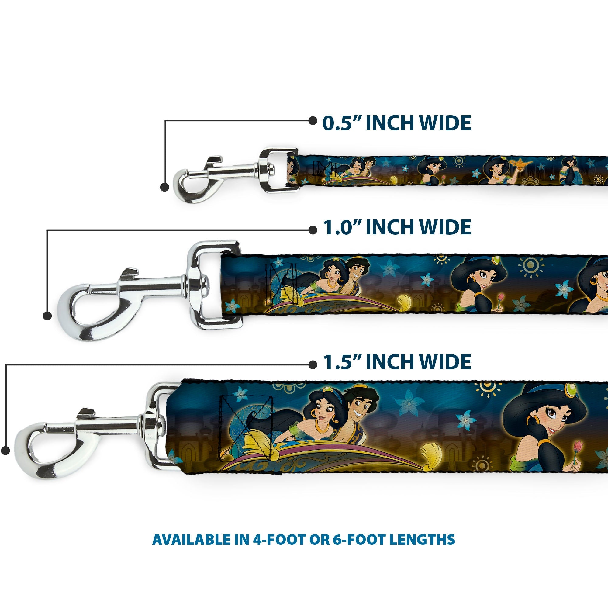 Dog Leash - Jasmine & Aladdin Carpet Ride/Jasmine Poses/Flowers