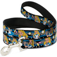 Load image into Gallery viewer, Dog Leash - Alice in Wonderland Poses/Clock/Bottle Diamond/Stripe Black/White/Blues
