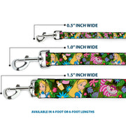 Dog Leash - Alice & Cheshire Cat Poses/Flowers