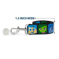 Load image into Gallery viewer, Southlake Paws dog leash featuring a Nightmare Before Christmas cemetery scene, 1.5 inches wide, with a metal clip.
