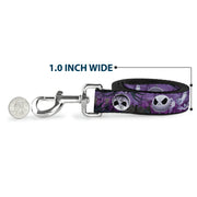 Dog Leash - Jack Expressions/Ghosts in Cemetery Purples/Grays/White