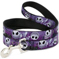 Load image into Gallery viewer, Dog Leash - Jack Expressions/Ghosts in Cemetery Purples/Grays/White
