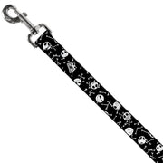 Dog Leash - Jack Expressions/Bones Scattered Black/White