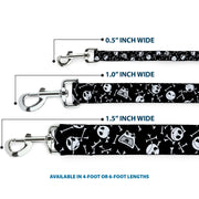 Dog Leash - Jack Expressions/Bones Scattered Black/White