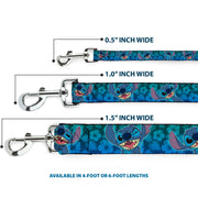 Dog Leash - Stitch Expressions/Hibiscus Collage Green-Blue Fade