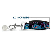 Dog Leash - Stitch 2-Expressions/2-Poses Tropical Flora Black/Purple-Blue Fade