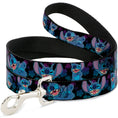 Load image into Gallery viewer, Dog Leash - Stitch 2-Expressions/2-Poses Tropical Flora Black/Purple-Blue Fade
