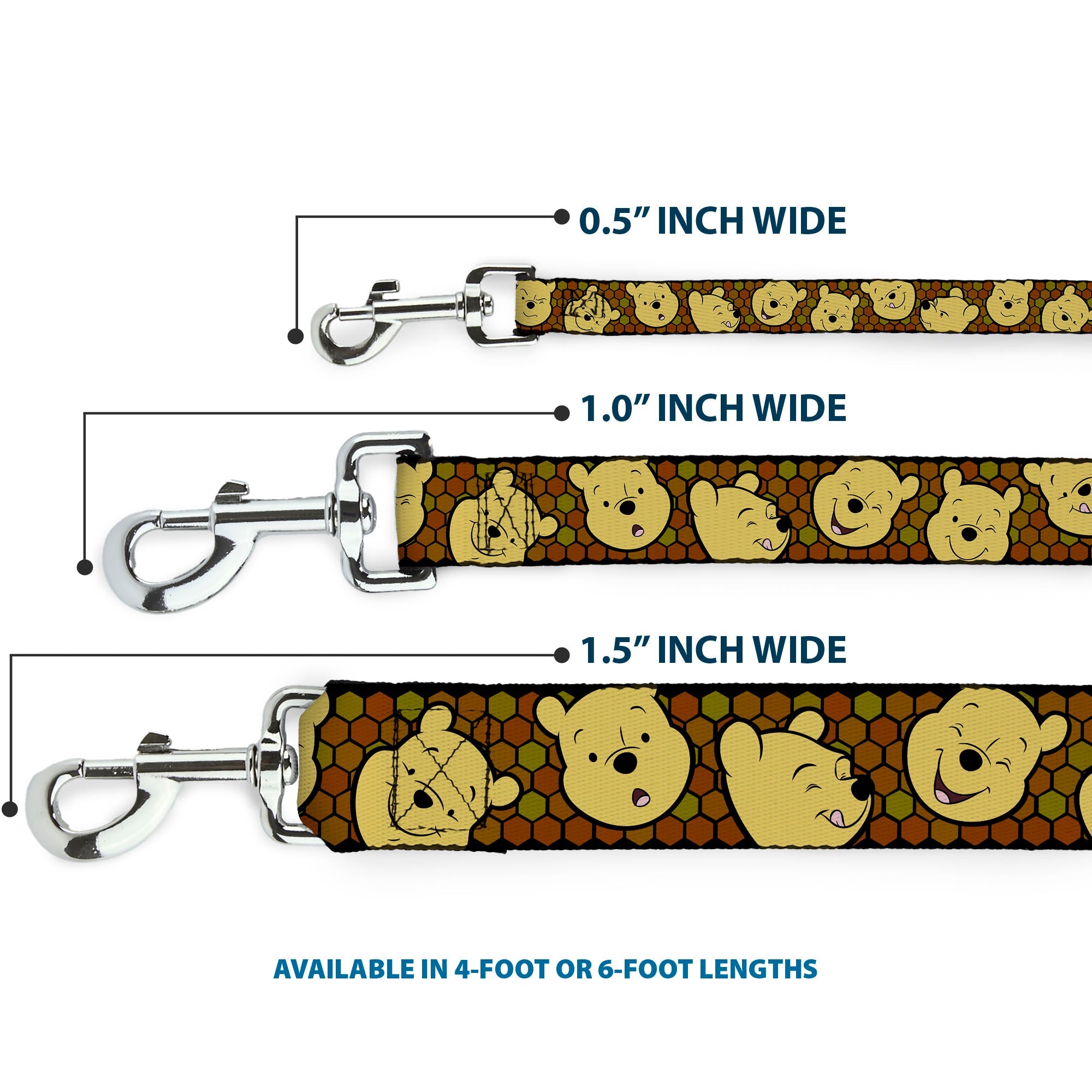 Dog Leash - Winnie the Pooh Expressions/Honeycomb Black/Browns