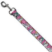 Dog Leash - Princess Sketch Poses/Floral Collage Pinks/Grays