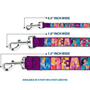 Dog Leash - Disney DREAMER 7-Sparkling Princesses/Tiara Purple/White