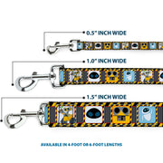 Dog Leash - WALL-E & EVE Pose/Face Hazard Blocks Gray/Yellow/Black