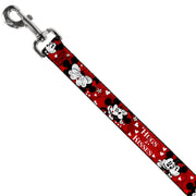 Dog Leash - Mickey & Minnie HUGS & KISSES Poses Reds/White